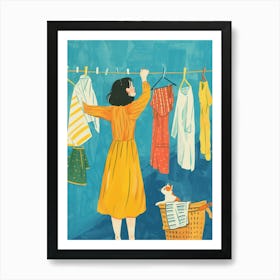 Laundry Day Feline Fun Art Print