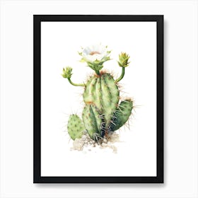 Woolly Torch Cactus Watercolour Drawing 4 Art Print