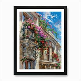 Balcony View Painting In Valencia 4 Art Print