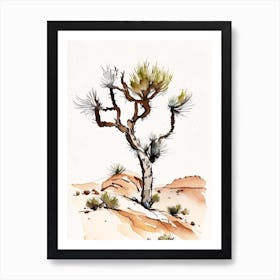 Joshua Tree In Grand Canyon Minimilist Watercolour  (3) Art Print