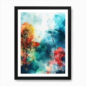 Watercolor Of Trees Art Print