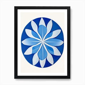 Sand Dollar 1 Symbol Blue And White Line Drawing Art Print