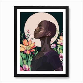 Woman In A Flower Garden 1 Art Print