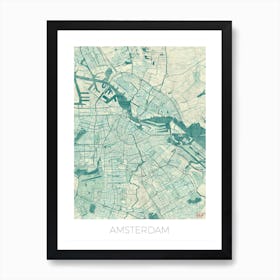 Amsterdam Map Vintage in Blue Art Print