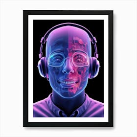 Man With Headphones 1 1 Art Print