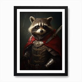 Vintage Portrait Of A Crab Eating Raccoon Dressed As A Knight 1 Art Print