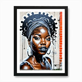 Graffiti Mural Of Beautiful Black Woman 336 Art Print