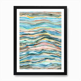 Mineral Layers Watercolor Multicolored Art Print