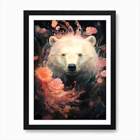 Polar Bear With Flowers Art Print