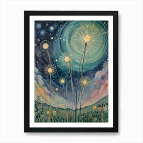 Sparklers in the Night Garden Art Print