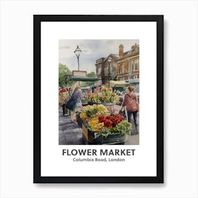 Flower Market, Columbia Road, London 4 Watercolour Travel Poster Art Print