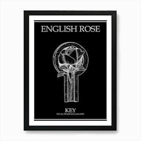 English Rose Key Line Drawing 2 Poster Inverted Art Print
