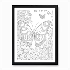 Butterfly In Garden William Morris Inspired 2 Art Print