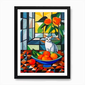 Lotus With A Cat2 Cubism Picasso Style Art Print