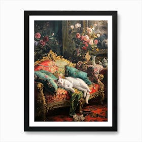 Cat Resting In A Grand Palace Rococo Inspired 1 Art Print