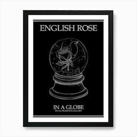 English Rose In A Globe Line Drawing 2 Poster Inverted Art Print