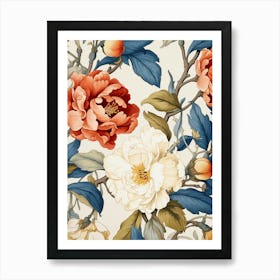 Wallpaper With Peonies Art Print