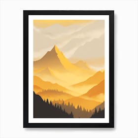 Misty Mountains Vertical Composition In Yellow Tone 1 Art Print