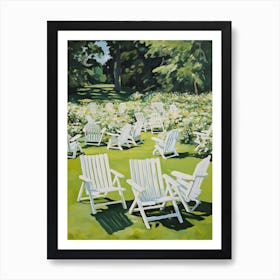 White Lawn Chairs - expressionism Art Print