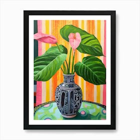 Flowers In A Vase Still Life Painting Flamingo Flower 4 Art Print