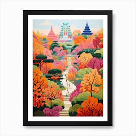 Suan Nong Nooch, Thailand In Autumn Fall Illustration 3 Art Print