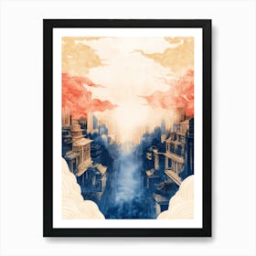 Asian City In The Clouds Art Print