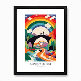 Rainbow Bridge, Tokyo, Japan, Colourful Travel Poster Art Print