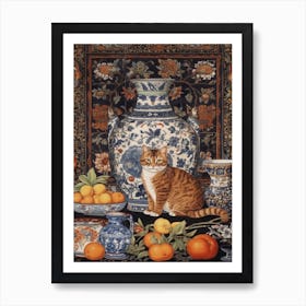 Stock With A Cat 2 William Morris Style Art Print