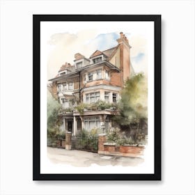 Camberwell London Neighborhood, Watercolour 2 Art Print