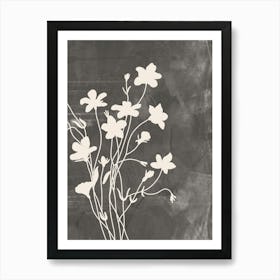 Wildflowers In Gray, Minimalist Botanical Art Print