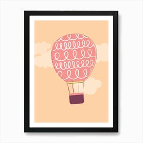 Hot Air Balloon pink and orang Art Print