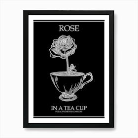 Rose In A Tea Cup Line Drawing 2 Poster Inverted Art Print