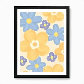 Yellow And Blue Flowers Art Print