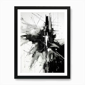 Space Abstract Black And White 3 Art Print