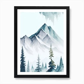 Mountain And Forest In Minimalist Watercolor Vertical Composition 274 Art Print