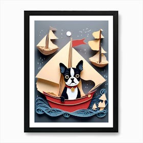 Boston Terrier In A Boat-Reimagined 4 Art Print