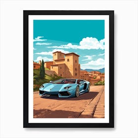 A Lamborghini Aventador In The Tuscany Italy Illustration 1 Art Print