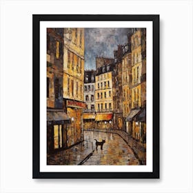 Painting Of Paris With A Cat In The Style Of Gustav Klimt 1 Art Print