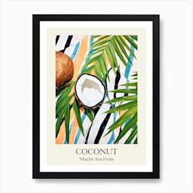 Marche Aux Fruits Coconut Fruit Summer Illustration 1 Art Print