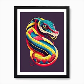 Chinese Cobra Snake Tattoo Style Art Print