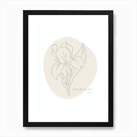 February Iris Birth Flower | Neutral Florals Art Print