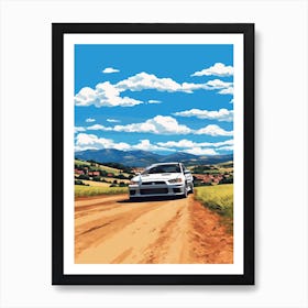 A Mitsubishi Lancer Evolution In The Tuscany Italy Illustration 3 Art Print