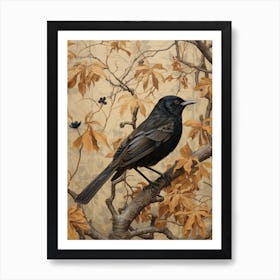 Dark And Moody Botanical Robin 2 Art Print