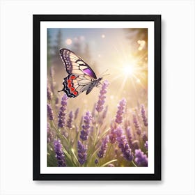 Butterfly On Lavender Flowers 1 Art Print