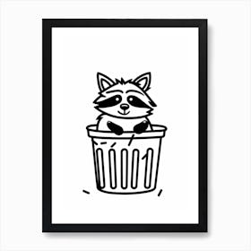 A Minimalist Line Art Piece Of A Tanezumi Raccoon 1 Art Print