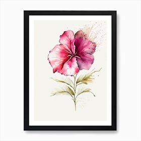 Hibiscus Herb Minimalist Watercolour 3 Art Print