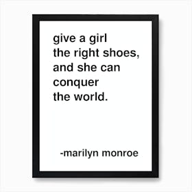 The Right Shoes Marilyn Monroe Quote In White Art Print