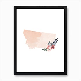 Montana Watercolor Floral State Art Print