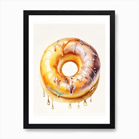 Glazed Donut Cute Neon 3 Art Print