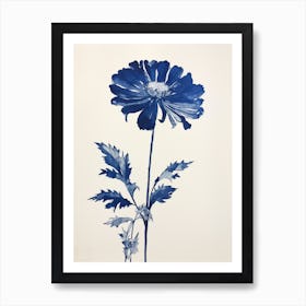 Blue Botanical Chrysanthemum 2 Art Print